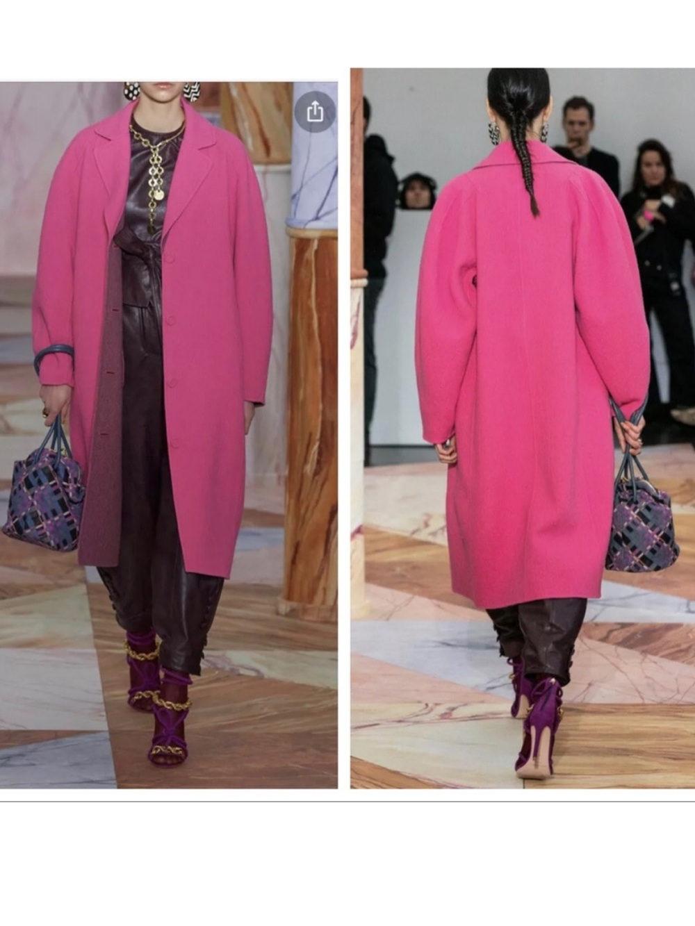 Ulla Johnson Lana Coat Fuchsia Oversized Wool Blend Overcoat Size Small Trench